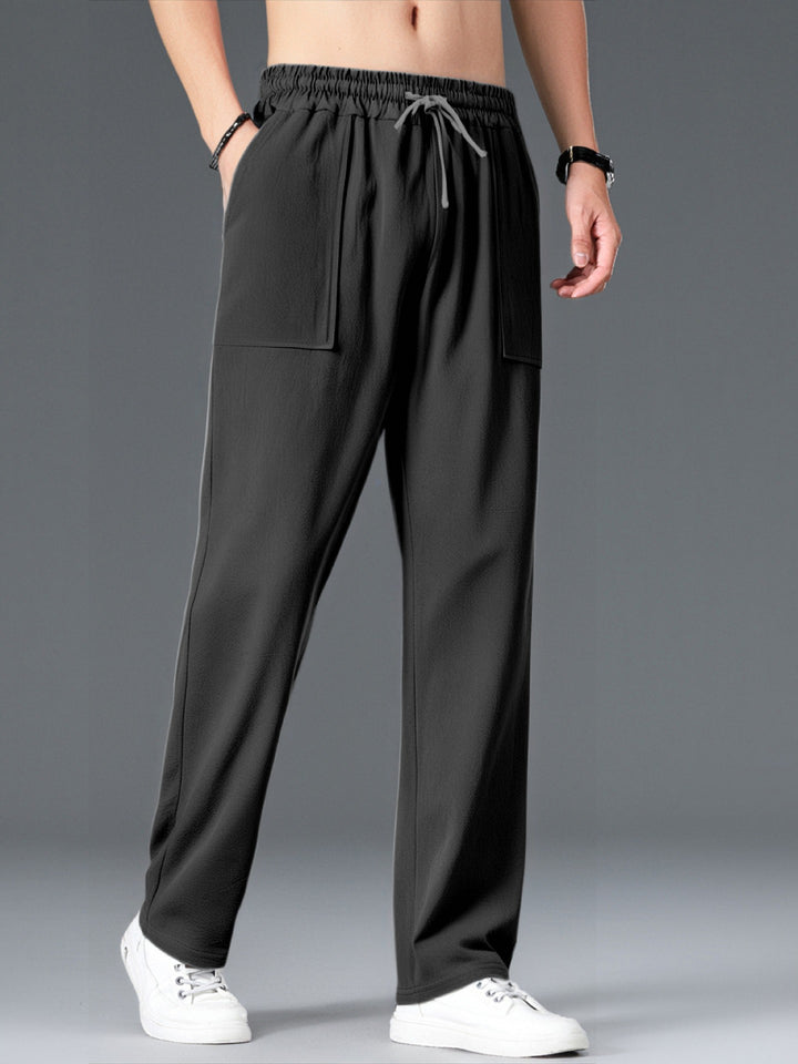 Herren Bequeme Freizeithosen mit elastischem Bund und seitlichen Taschen Aliams