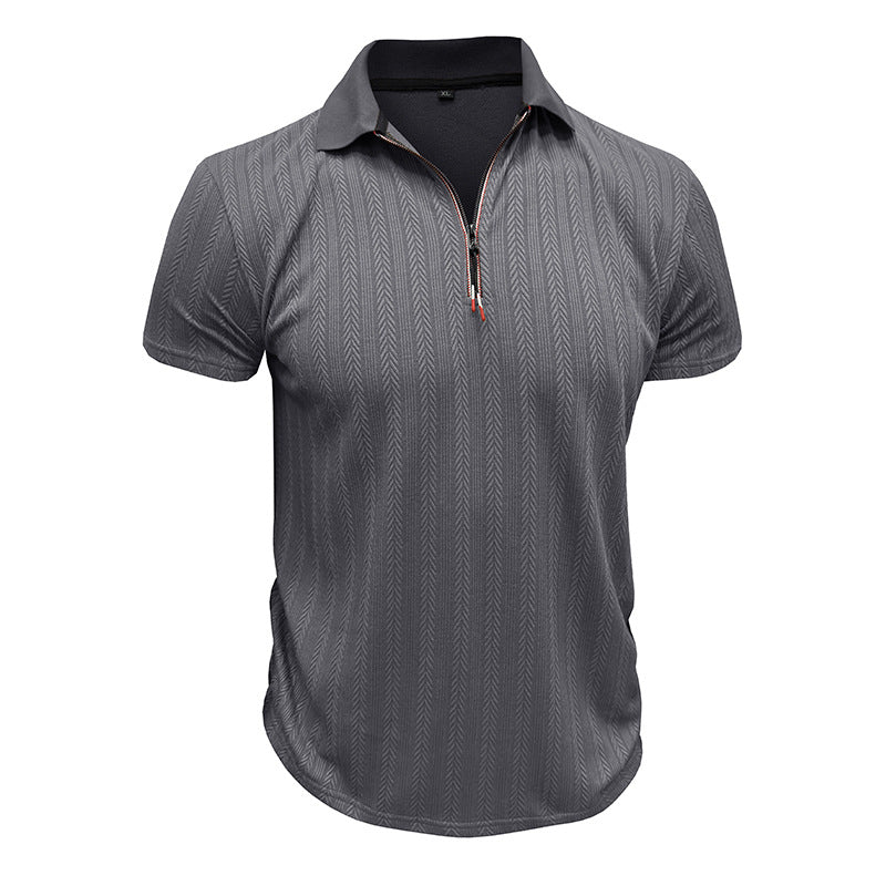 Herren Poloshirt mit Reißverschluss und strukturiertem Dessin Aliams