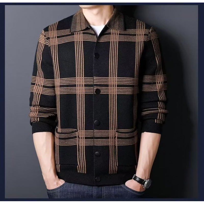 Herren Karierte Strickjacke mit modernem Schnitt Aliams