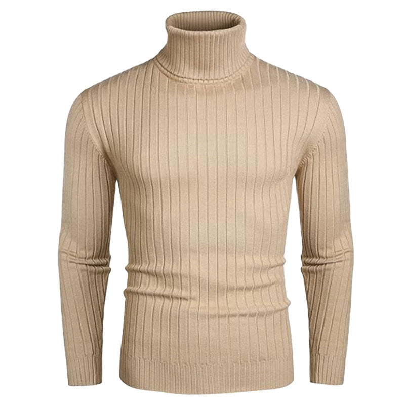 Herren Rollkragenpullover aus elastischem Strickmaterial mit feinem Rippendesign Aliams