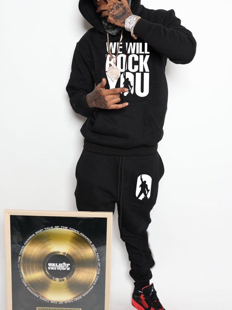 Herren Hoodie und Jogginghose Set mit kraftvollem Statement Aliams