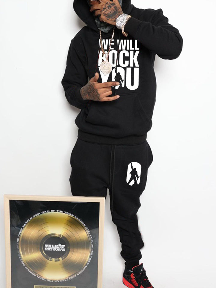 Herren Hoodie und Jogginghose Set mit kraftvollem Statement Aliams