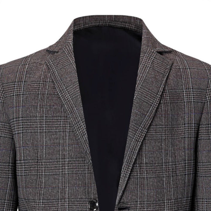 Herren eleganter Blazer mit modernem Karomuster und praktischen Taschen Aliams
