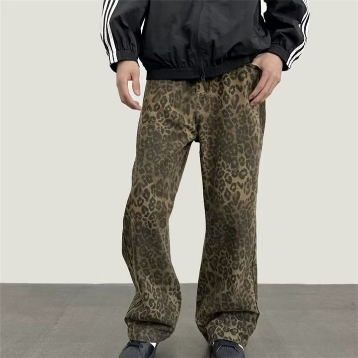 Herren entspannte Leoprint-Hosen im lässigen Schnitt Aliams
