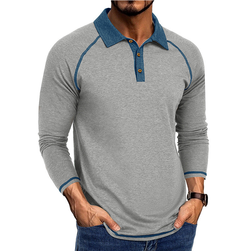 Herren sportliches Langarm-Polo-Shirt mit innovativem Kragen Aliams