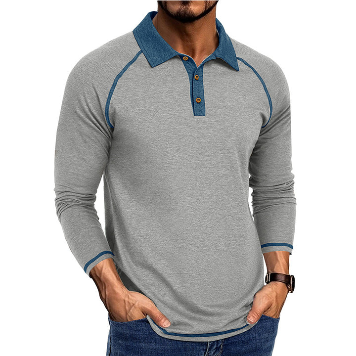 Herren sportliches Langarm-Polo-Shirt mit innovativem Kragen Aliams