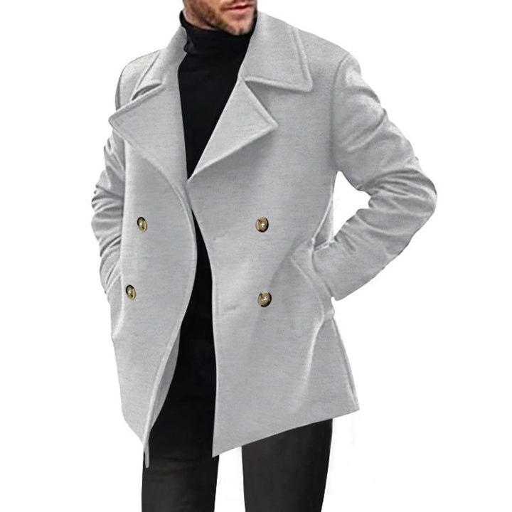 Herren klassischer Peacoat mit modischem Revers und eleganten Knopfdetails Aliams