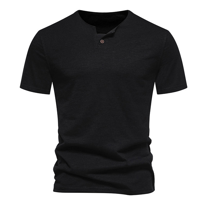 Herren Kurzarm-Henley-Shirt mit elegantem Knopfdesign Aliams