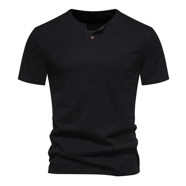 Herren Kurzarm-Henley-Shirt mit elegantem Knopfdesign Aliams