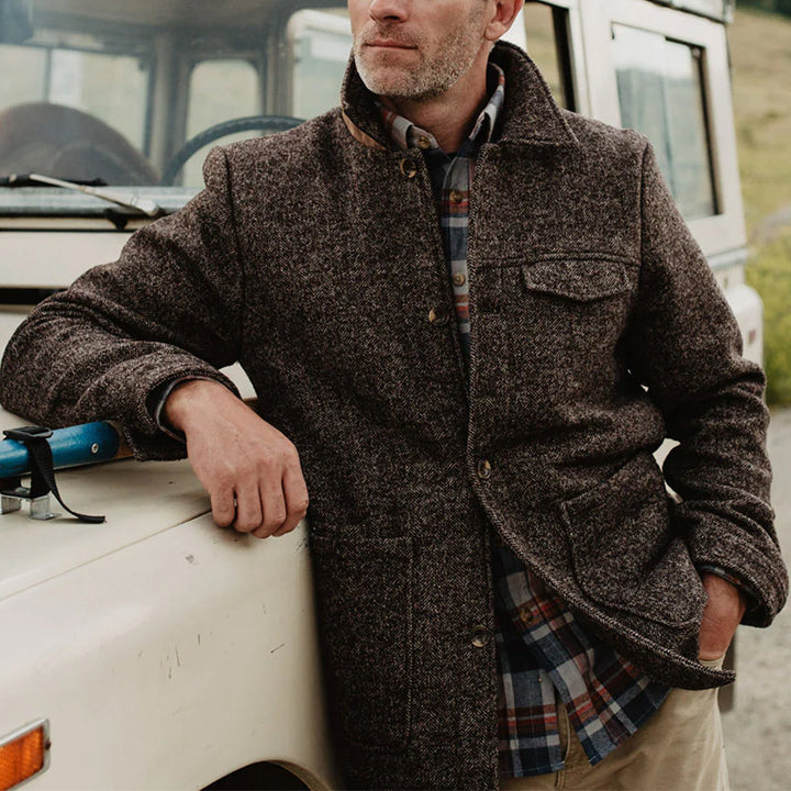 Herren eleganter und warmer Wollmantel mit praktischen Taschen Aliams