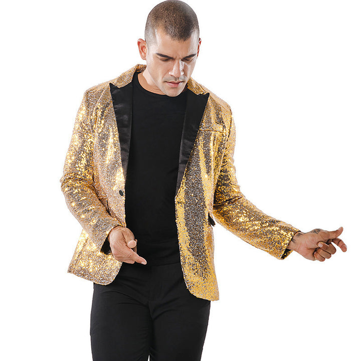 Herren Glamouröser Paillettenblazer mit modernem Schnitt und eleganten Akzenten Aliams