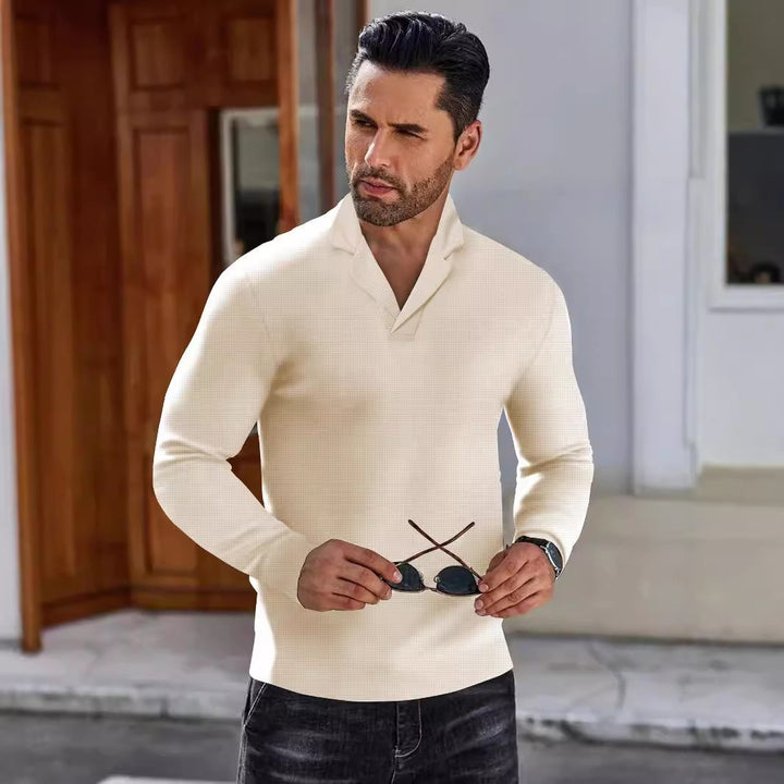 Herren eleganter langärmeliger Pullover mit stylischem Stehkragen Aliams