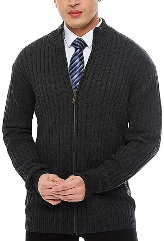 Herren Sportliche Strickjacke mit Reißverschluss und erhöhtem Kragen Aliams