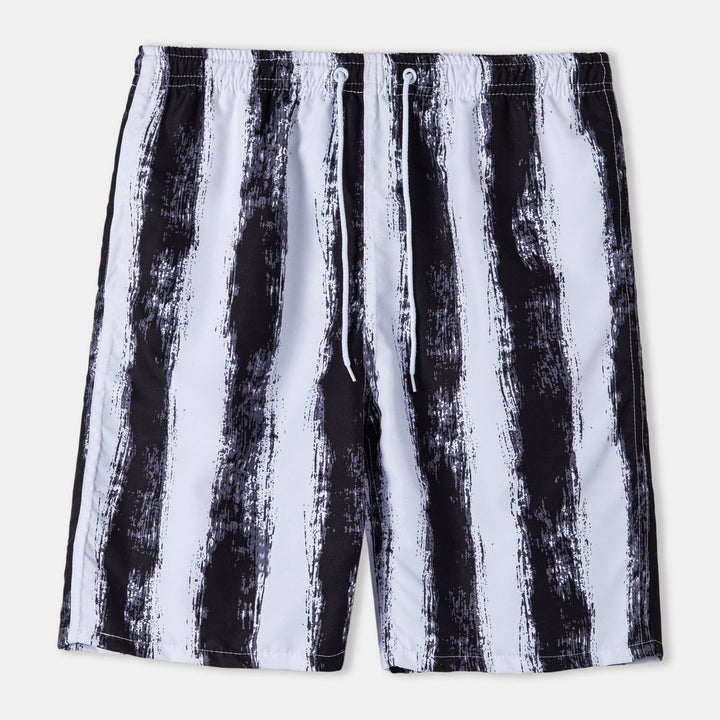 Herren Badeshorts mit modernem Streifenmuster und elastischem Bund Aliams