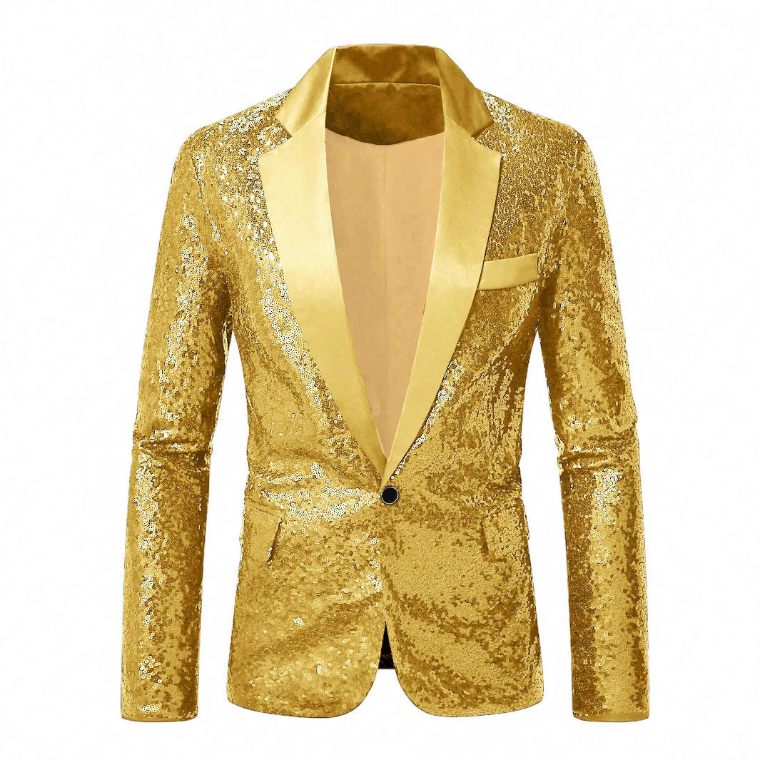 Herren festlicher Paillettenblazer mit elegantem Satinrevers Aliams