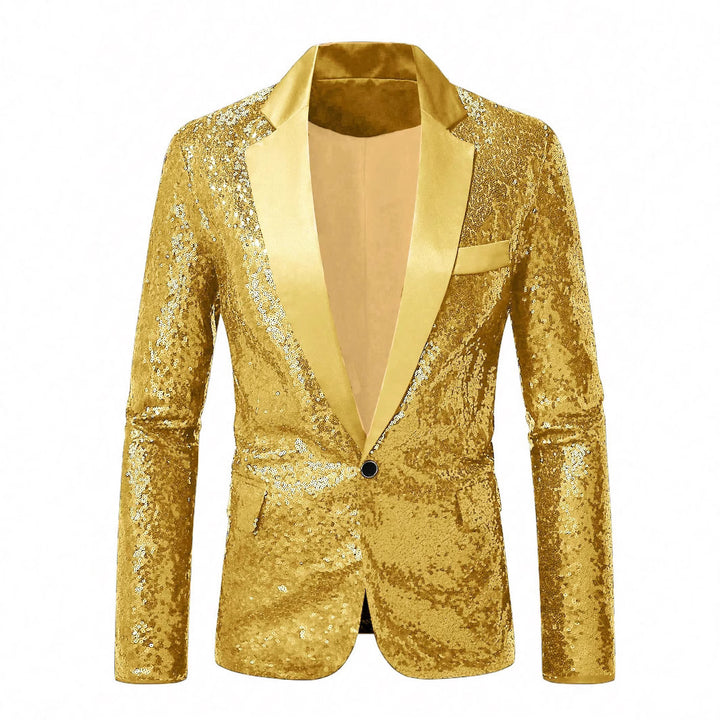 Herren festlicher Paillettenblazer mit elegantem Satinrevers Aliams