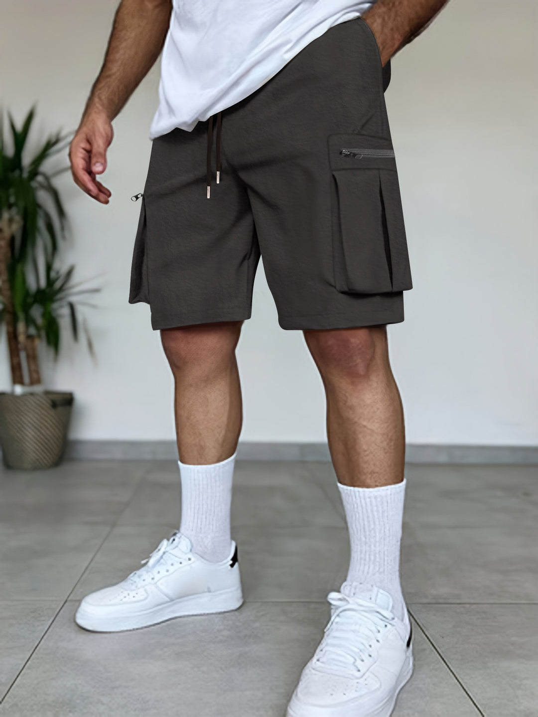 Herren Utility Cargo Shorts mit Reißverschluss Taschen Aliams
