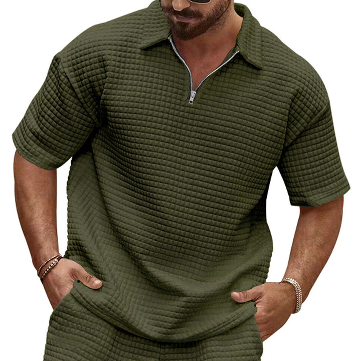 Herren Kurzarm-Henley-T-Shirt mit strukturiertem Design und modischem Kragen Aliams
