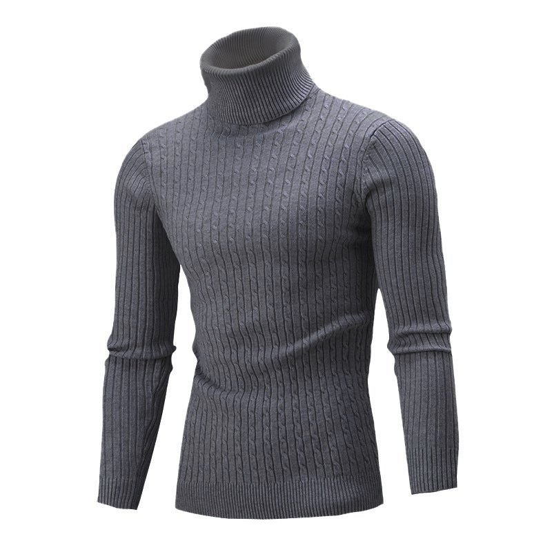 Herren Eleganter Strickpullover mit Stehkragen und feinem Zopfmuster Aliams