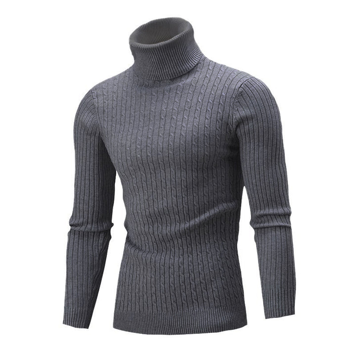 Herren Eleganter Strickpullover mit Stehkragen und feinem Zopfmuster Aliams