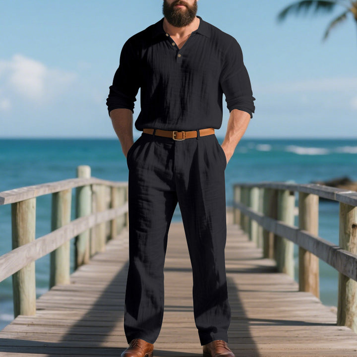 Herren atmungsaktives Hemd mit elegantem Kragen und lockerer Passform Aliams