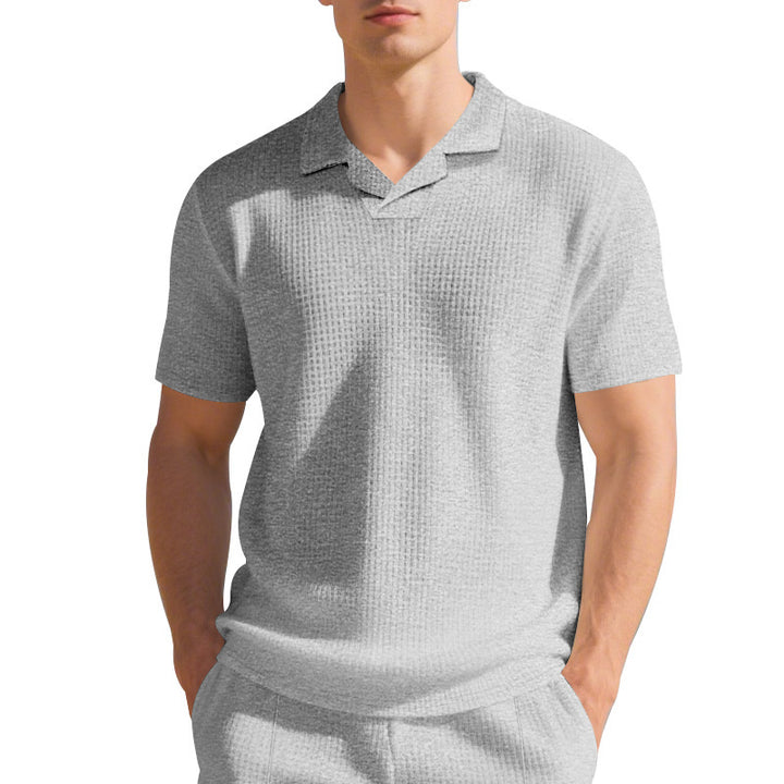 Herren hochwertiges Kurzarm-Polohemd mit strukturiertem Design und modischem Kragen Aliams