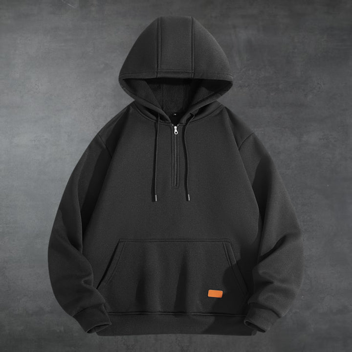 Herren Sportlicher Kapuzenpullover mit halbem Reißverschluss und praktischer Kängurutasche Aliams