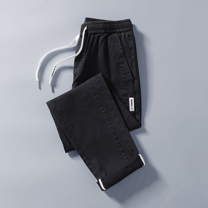 Herren bequeme Chinohose mit verstellbarem Bund und seitlichen Taschen Aliams