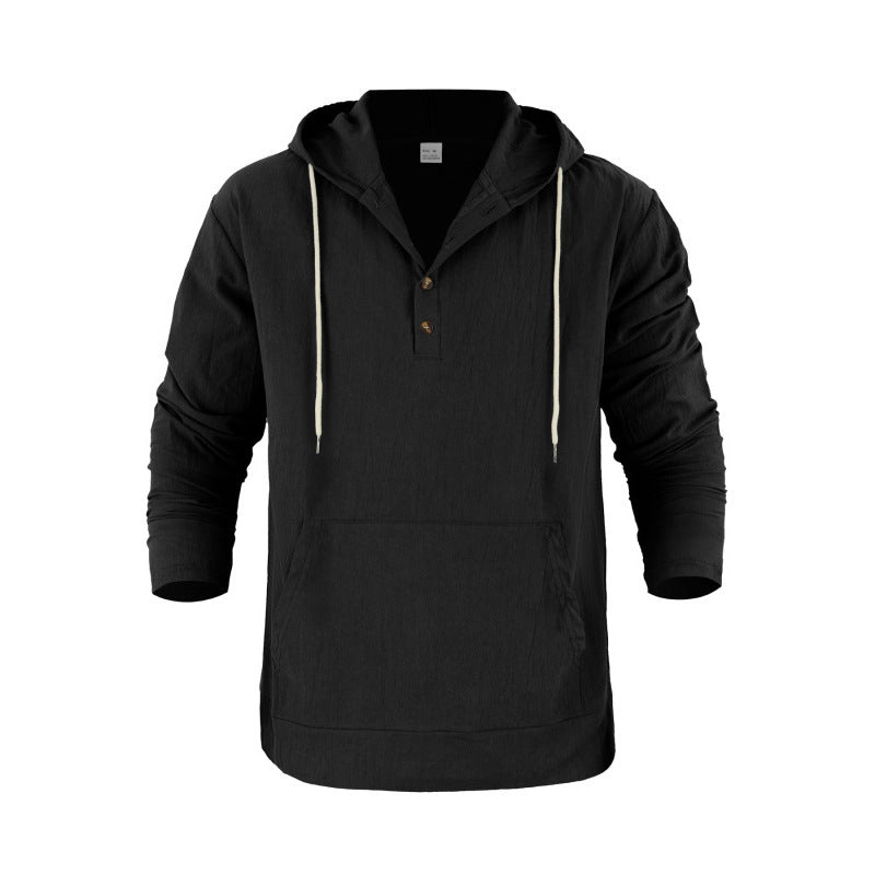 Herren Pullover mit Kapuze und Knopfleiste Aliams