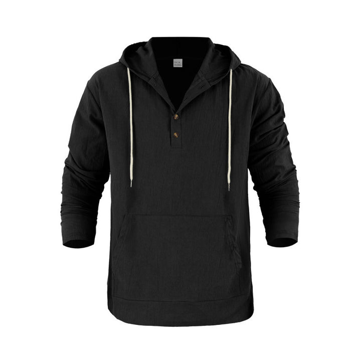 Herren Pullover mit Kapuze und Knopfleiste Aliams