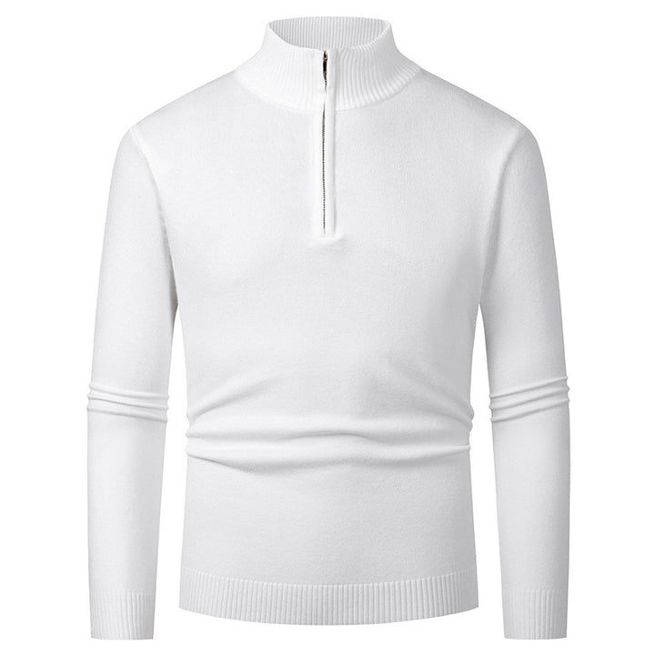 Herren eleganter Rollkragenpullover mit durchgehendem Reißverschluss Aliams