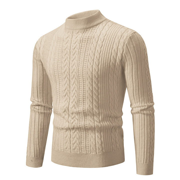 Herren eleganter Rollkragenpullover mit tiefem Zopfmuster und moderner Passform Aliams