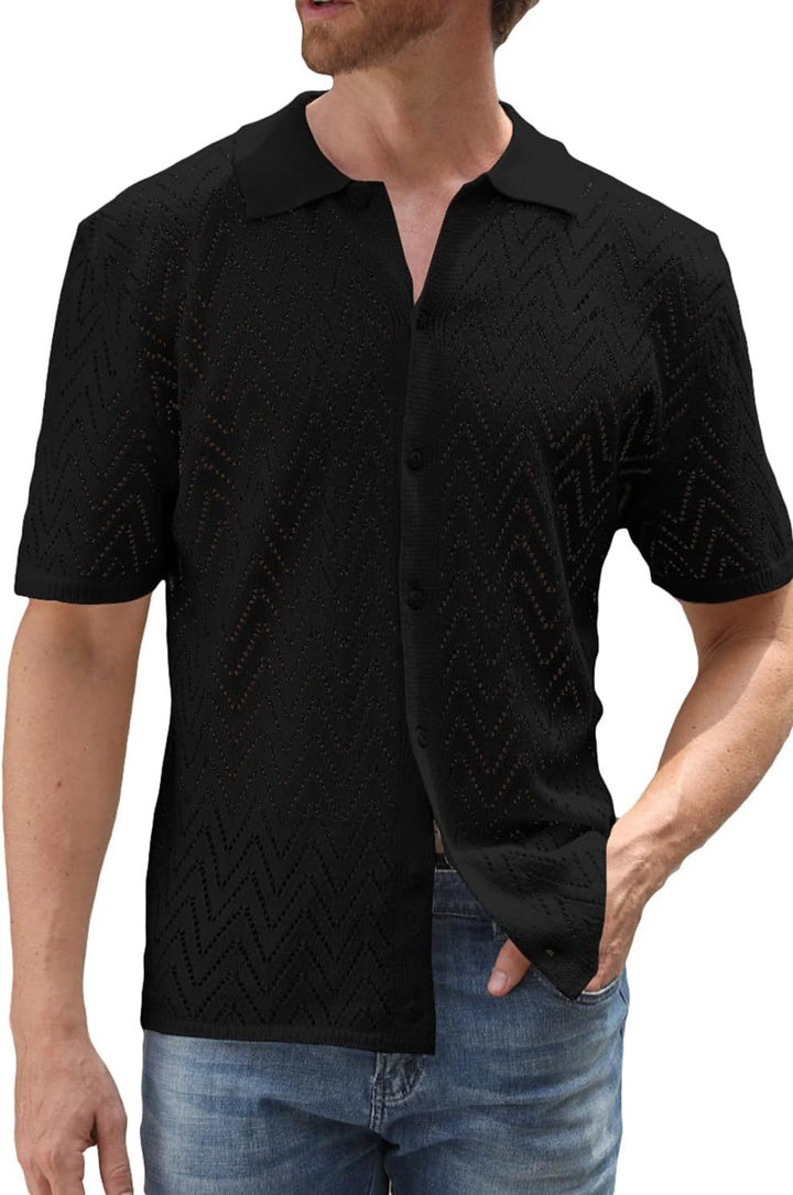 Herren Kurzarm Strickshirt Aliams