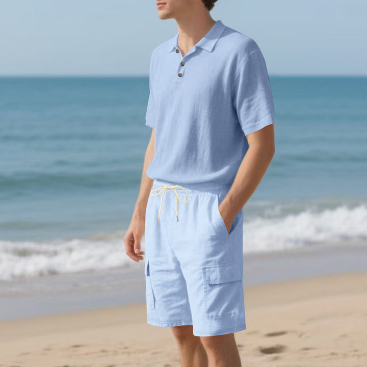 Herren Poloshirt und Badeshorts mit praktischen Taschen Aliams