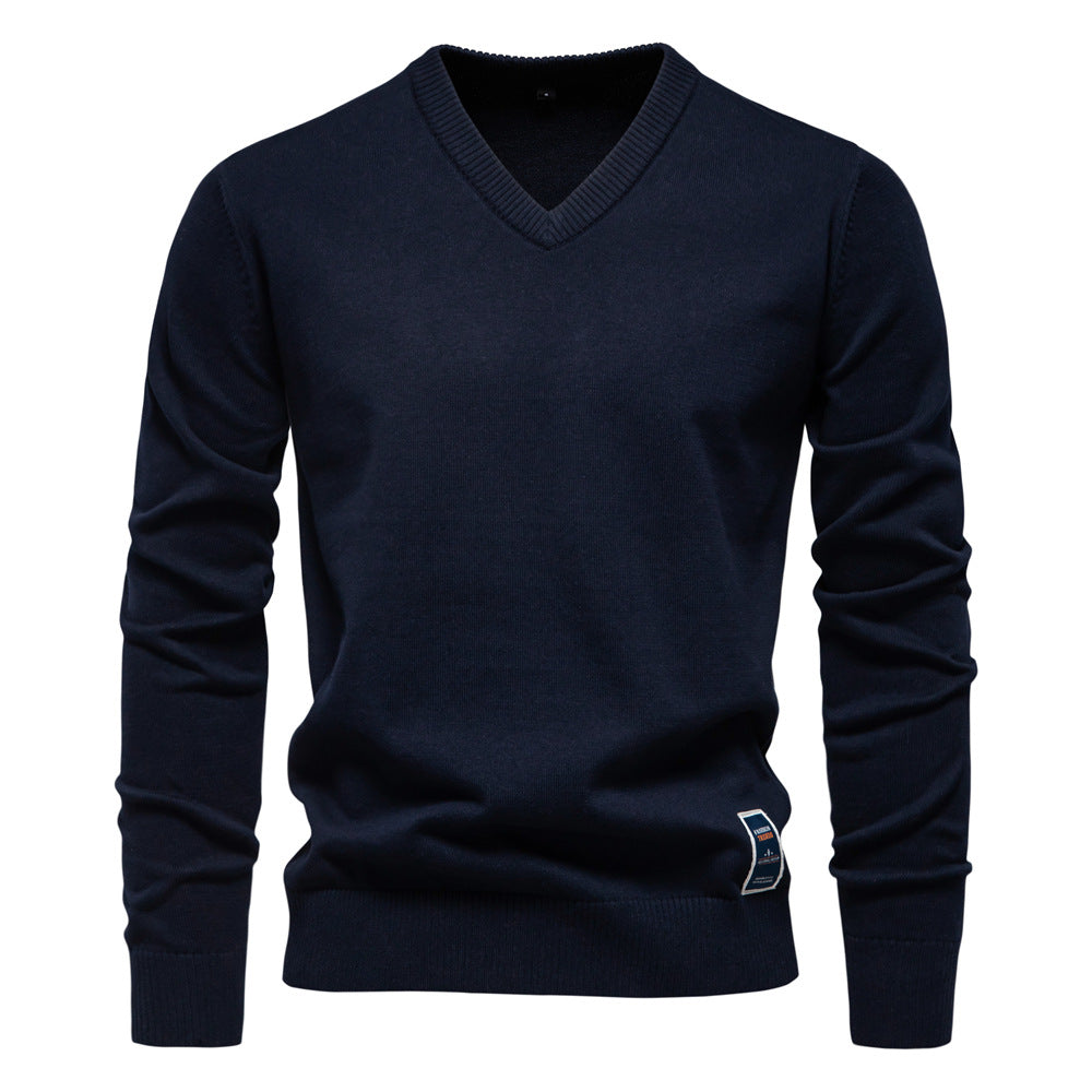 Herren Strickpullover mit V-Ausschnitt und feiner Textur Aliams