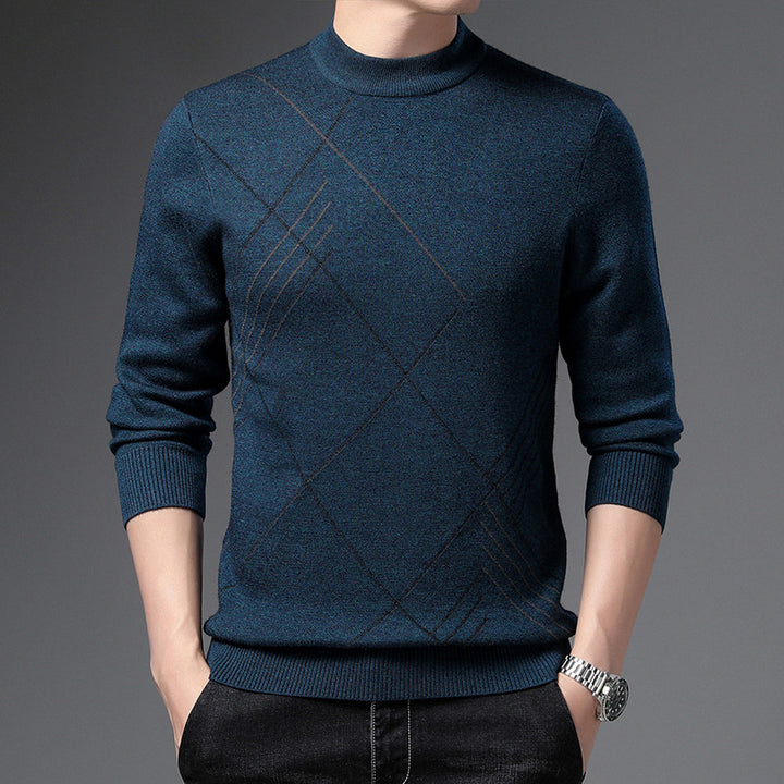 Herren feiner Rollkragenpullover mit modernem Karomuster Aliams