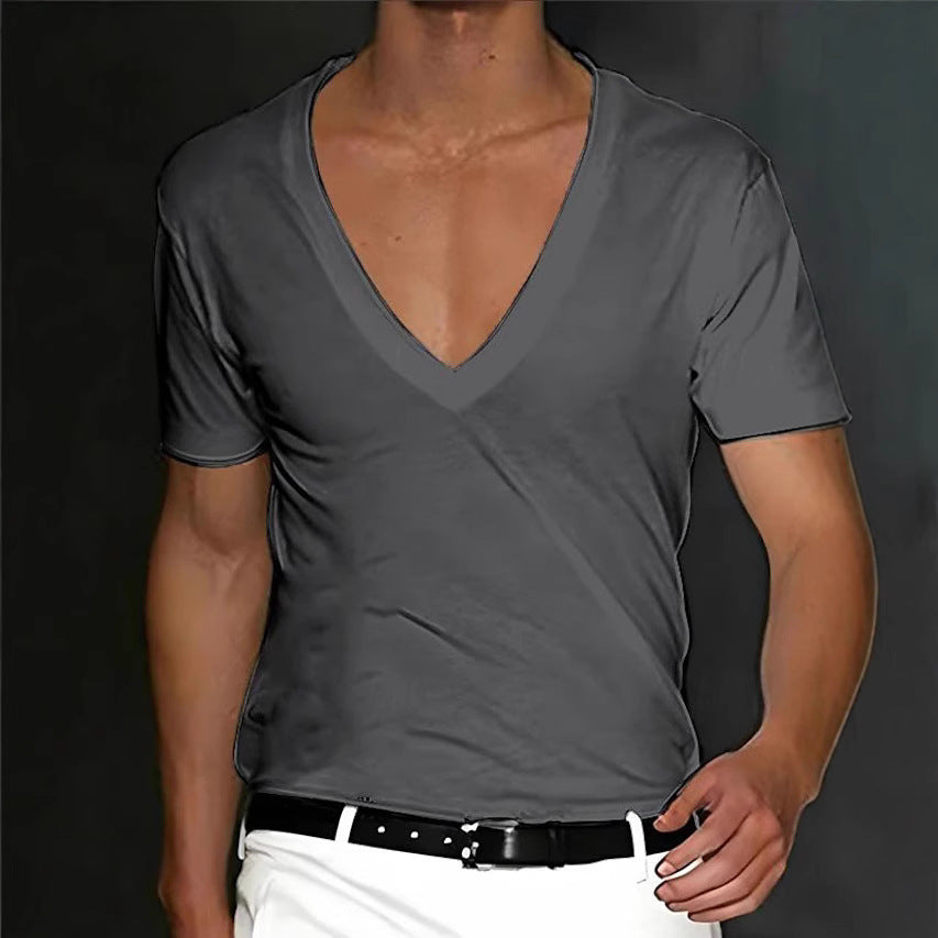 Herren V-Ausschnitt T-Shirt mit figurschmeichelndem Schnitt und hochwertigen Stoffen Aliams