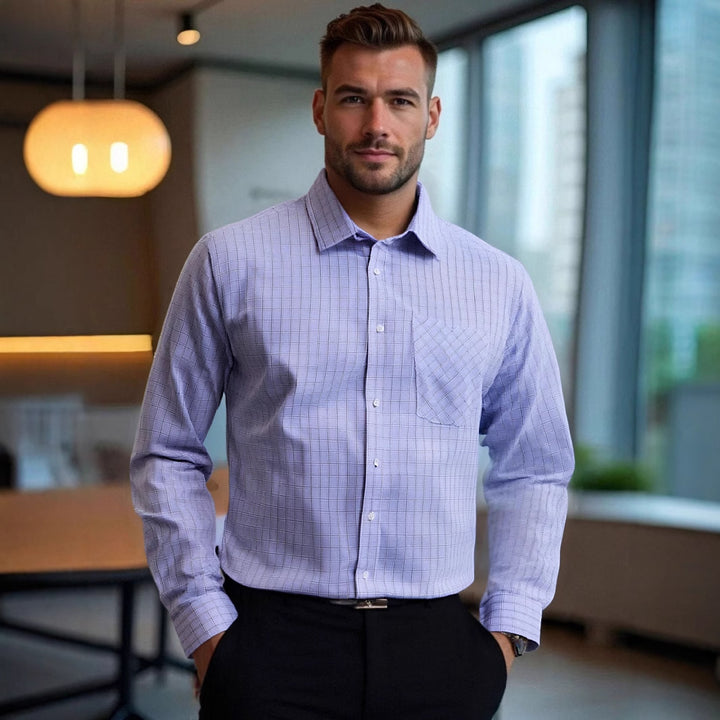 Herren kariertes Langarmhemd mit eleganter Passform Aliams