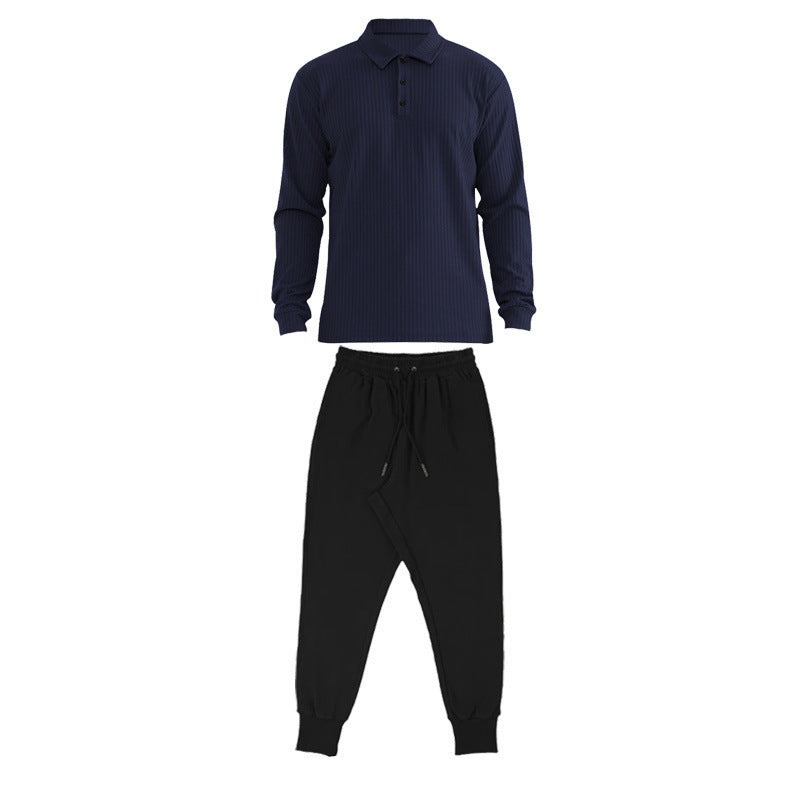 Herren Sportliches Langarm-Polo und Jogginghose Set Aliams