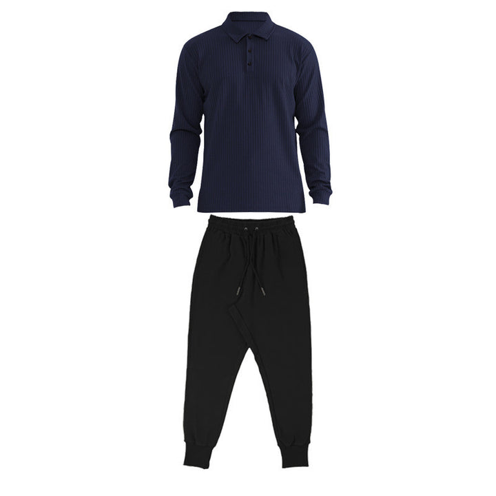 Herren Sportliches Langarm-Polo und Jogginghose Set Aliams