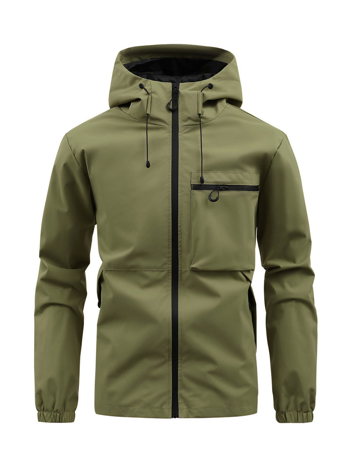 Herren atmungsaktive Regenjacke mit verstellbarer Kapuze Aliams