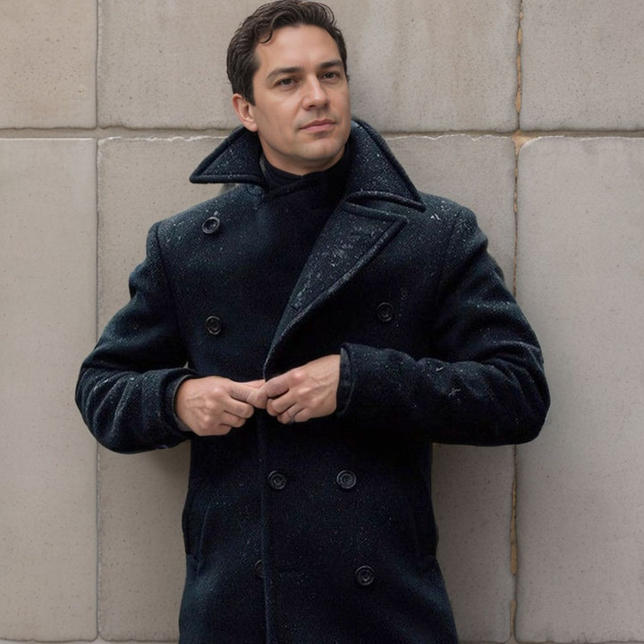 Herren eleganter Woll-Doppeleffekt-Mantel Aliams