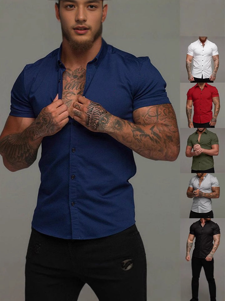 Herren Kurzarm-Hemd mit figurbetontem Schnitt und praktischen Details Aliams