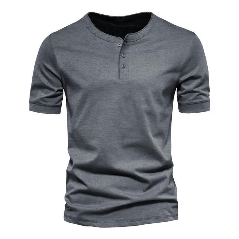 Herren Kurzarm-Henley-Shirt mit Knopfleiste aus atmungsaktiver Baumwolle Aliams