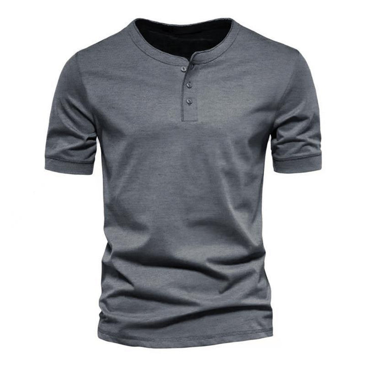 Herren Kurzarm-Henley-Shirt mit Knopfleiste aus atmungsaktiver Baumwolle Aliams
