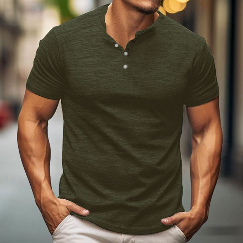 Herren Kurzarm-T-Shirt mit Knopfleiste Aliams