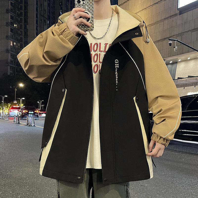 Herren Übergangsjacke mit verstellbarem Kapuzenkragen und funktionalen Taschen Aliams