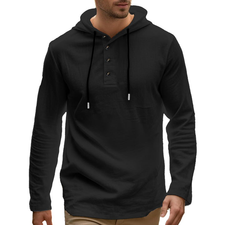 Herren Kapuzenpullover mit zwei Knopfverschluss und sportlichem Schnitt Aliams