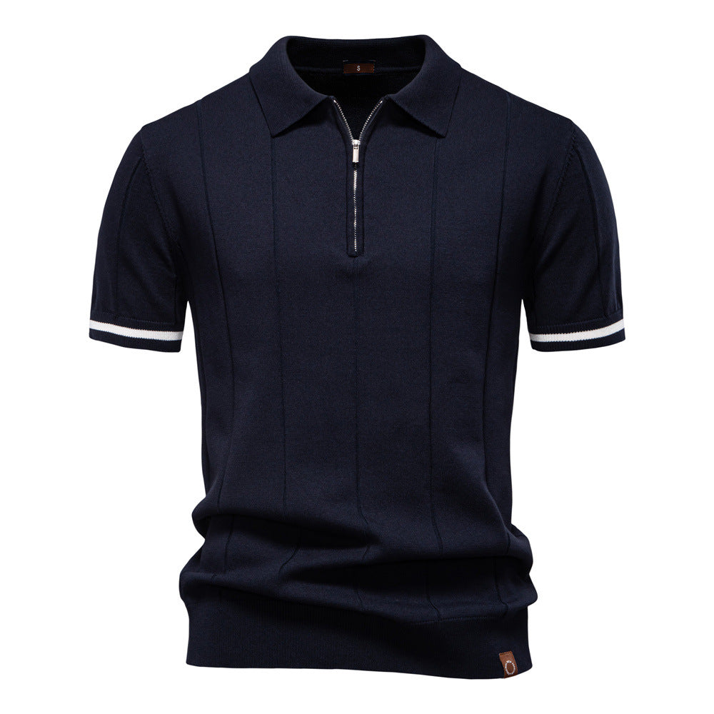 Herren Polohemd mit kurzer Knopfleiste und strukturiertem Design Aliams