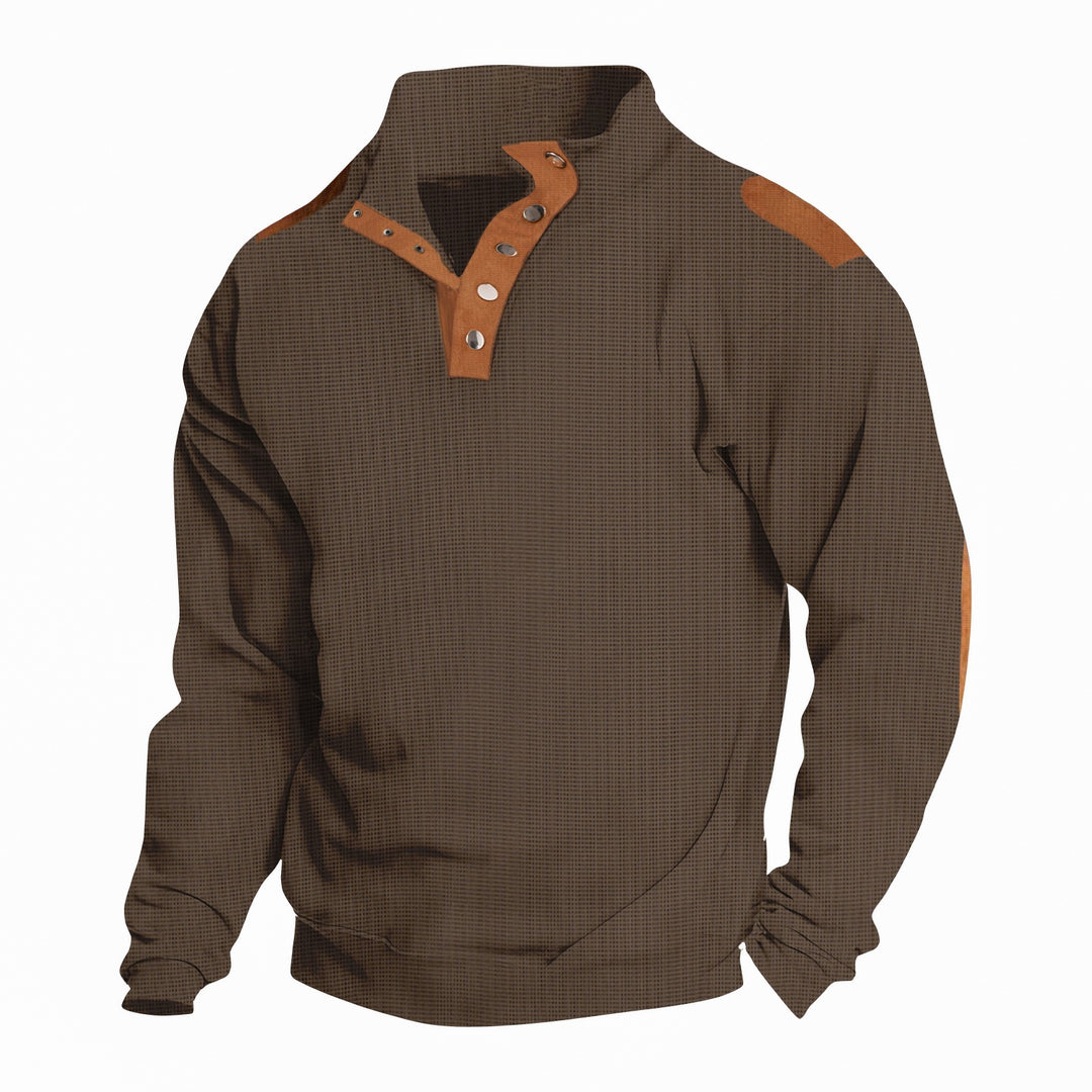 Herren Pullover mit Stehkragen und dekorativen Knopfdetails Aliams